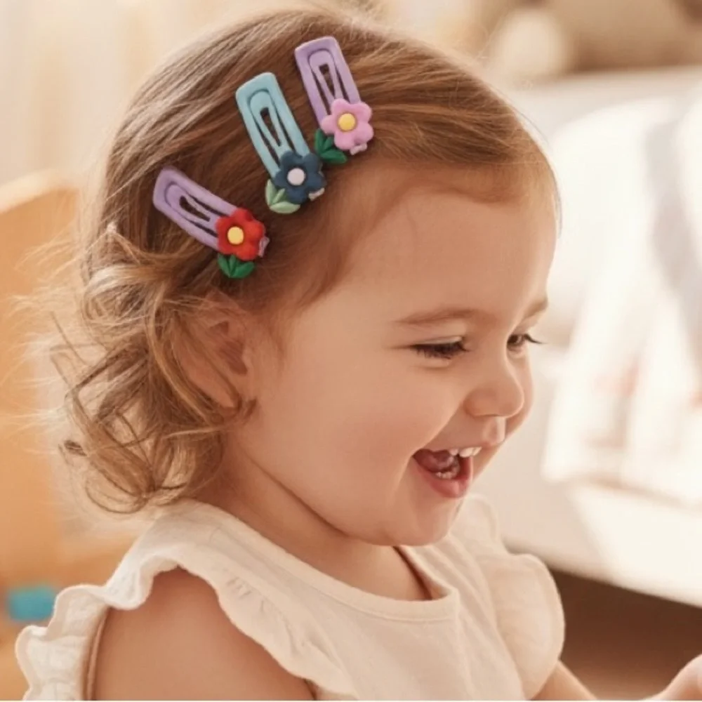 Colorful Flower Hair Clips Set of 3 pairs